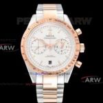 OM F 1:1 Swiss 9300 Omega Speedmaster White Chronograph Dial Two Tone Rose Gold Watch